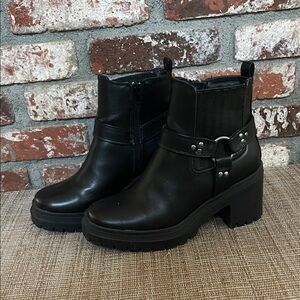 Sincerely Jules Black Ankle Boots with Buckle Detail
